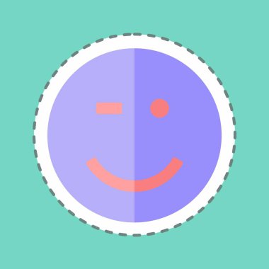 Çıkartma hattı Emoticon Winking 'i kesti. Duygu Simgesi için uygun. Basit dizayn edilebilir. tasarım şablonu. Basit gösterim
