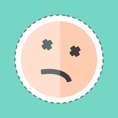 Çıkartma çizgisi Emoticon Dead 'i kesti. Duygu Simgesi için uygun. Basit dizayn edilebilir. tasarım şablonu. Basit gösterim