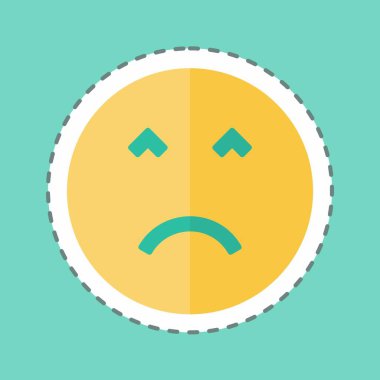 Çıkartma çizgisi Duygusal Öfkeli Yüz 'ü kesti. Duygu Simgesi için uygun. Basit dizayn edilebilir. tasarım şablonu. Basit gösterim