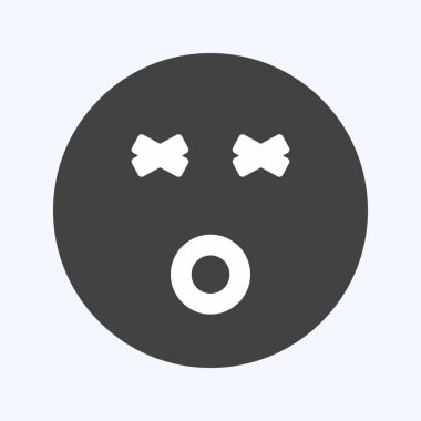 Icon Emoticon Dizzy. Duygu Simgesi için uygun. Kabartma tarzı. Basit dizayn edilebilir. tasarım şablonu. Basit gösterim