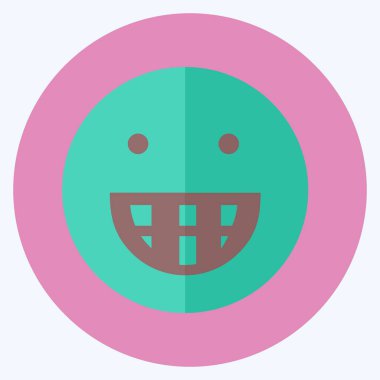 Icon Emoticon Büyük Sırıtma. Duygu Simgesi için uygun. Düz stil. Basit dizayn edilebilir. tasarım şablonu. Basit gösterim