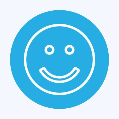 Simgesel Duygu Gülümsemesi. Duygu Simgesi için uygun. Mavi gözlü. Basit dizayn edilebilir. tasarım şablonu. Basit gösterim