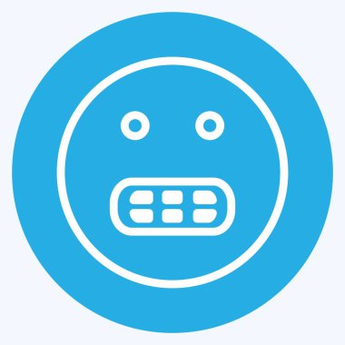 Simgesel Duygu Sırıtışı. Duygu Simgesi için uygun. Mavi gözlü. Basit dizayn edilebilir. tasarım şablonu. Basit gösterim