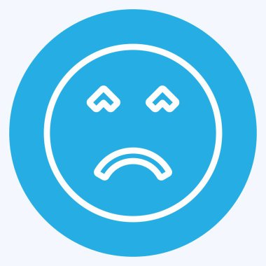 Simgesel Duygusal Öfkeli Yüz. Duygu Simgesi için uygun. Mavi gözlü. Basit dizayn edilebilir. tasarım şablonu. Basit gösterim