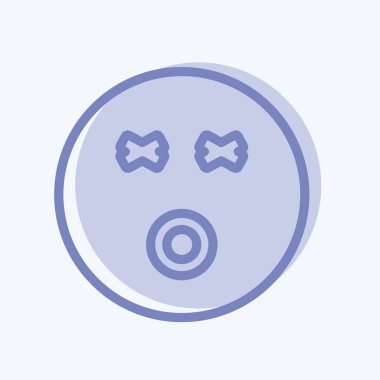Icon Emoticon Dizzy. Duygu Simgesi için uygun. İki ton stili. Basit dizayn edilebilir. tasarım şablonu. Basit gösterim