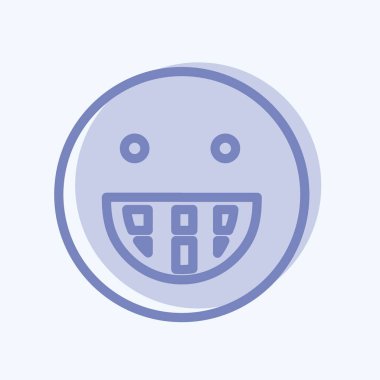 Icon Emoticon Büyük Sırıtma. Duygu Simgesi için uygun. İki ton stili. Basit dizayn edilebilir. tasarım şablonu. Basit gösterim