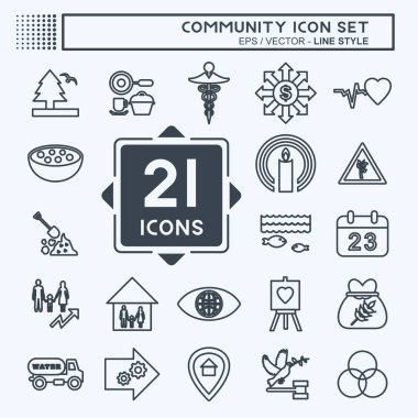 Topluluk Simgesi Ayarlandı. Eğitim sembolü için uygun. Sıra tarzı. Basit dizayn edilebilir. tasarım şablonu. Basit gösterim