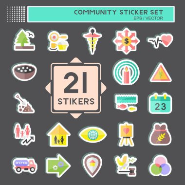 Toplum Etiketi Seti. Eğitim sembolü için uygun. Basit dizayn edilebilir. tasarım şablonu. Basit gösterim