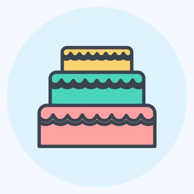 İkon Düğün Pastası. Düğün sembolü için uygun. renk arkadaşı stili. Basit dizayn edilebilir. tasarım şablonu. Basit gösterim