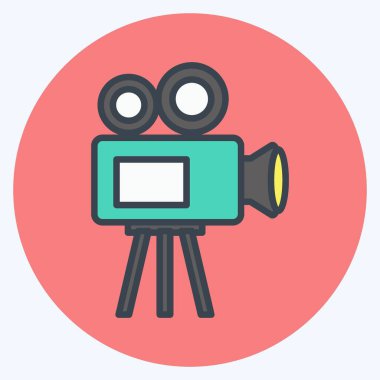 Simge Video Kamerası. Düğün sembolü için uygun. renk arkadaşı stili. Basit dizayn edilebilir. tasarım şablonu. Basit gösterim