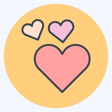 İkon İki Kalpli. Düğün sembolü için uygun. renk arkadaşı stili. Basit dizayn edilebilir. tasarım şablonu. Basit gösterim