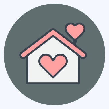 Icon Evi. Düğün sembolü için uygun. renk arkadaşı stili. Basit dizayn edilebilir. tasarım şablonu. Basit gösterim