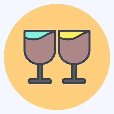 Simge Kadehleri. Düğün sembolü için uygun. renk arkadaşı stili. Basit dizayn edilebilir. tasarım şablonu. Basit gösterim