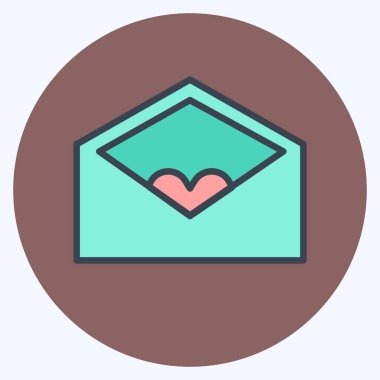 Simge Zarfı. Düğün sembolü için uygun. renk arkadaşı stili. Basit dizayn edilebilir. tasarım şablonu. Basit gösterim