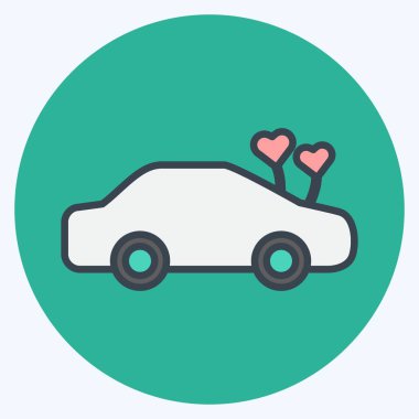 Simgeli araba. Düğün sembolü için uygun. renk arkadaşı stili. Basit dizayn edilebilir. tasarım şablonu. Basit gösterim