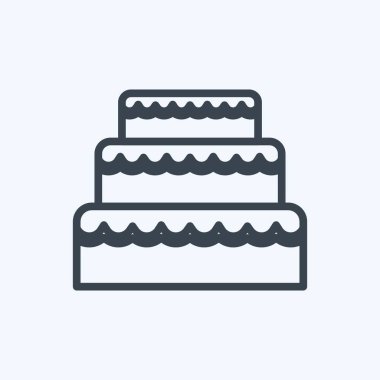 İkon Düğün Pastası. Düğün sembolü için uygun. Sıra tarzı. Basit dizayn edilebilir. tasarım şablonu. Basit gösterim