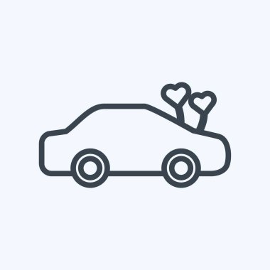 Simgeli araba. Düğün sembolü için uygun. Sıra tarzı. Basit dizayn edilebilir. tasarım şablonu. Basit gösterim