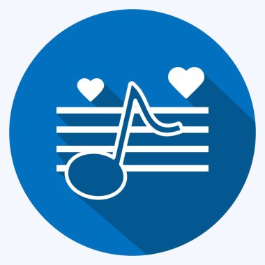 İkon Düğün Müziği. Düğün sembolü için uygun. Uzun gölge tarzı. Basit dizayn edilebilir. tasarım şablonu. Basit gösterim