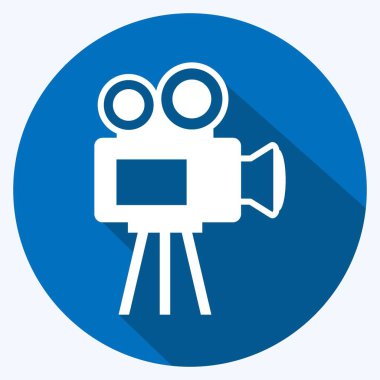 Simge Video Kamerası. Düğün sembolü için uygun. Uzun gölge tarzı. Basit dizayn edilebilir. tasarım şablonu. Basit gösterim