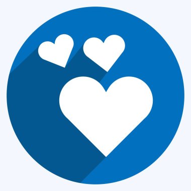 İkon İki Kalpli. Düğün sembolü için uygun. Uzun gölge tarzı. Basit dizayn edilebilir. tasarım şablonu. Basit gösterim