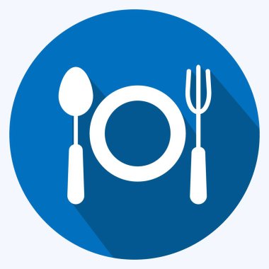 İkon yemeği. Düğün sembolü için uygun. Uzun gölge tarzı. Basit dizayn edilebilir. tasarım şablonu. Basit gösterim