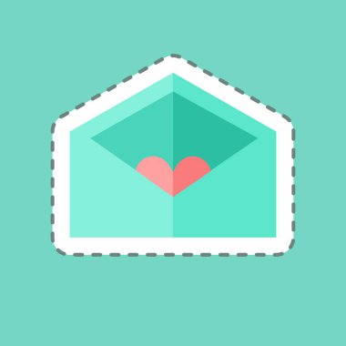 Etiket şeridi Envelop 'u kesti. Düğün sembolü için uygun. Basit dizayn edilebilir. tasarım şablonu. Basit gösterim