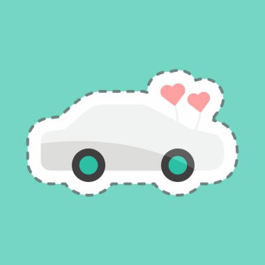 Çıkartma çizgisi süslü arabayı kesmiş. Düğün sembolü için uygun. Basit dizayn edilebilir. tasarım şablonu. Basit gösterim