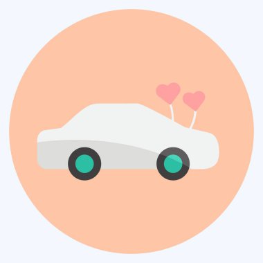 Simgeli araba. Düğün sembolü için uygun. Düz stil. Basit dizayn edilebilir. tasarım şablonu. Basit gösterim