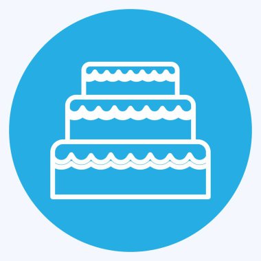 İkon Düğün Pastası. Düğün sembolü için uygun. Mavi gözlü. Basit dizayn edilebilir. tasarım şablonu. Basit gösterim