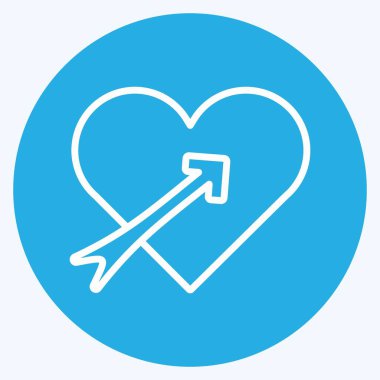 Oklu ikon kalp. Düğün sembolü için uygun. Mavi gözlü. Basit dizayn edilebilir. tasarım şablonu. Basit gösterim