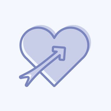 Oklu ikon kalp. Düğün sembolü için uygun. İki ton stili. Basit dizayn edilebilir. tasarım şablonu. Basit gösterim