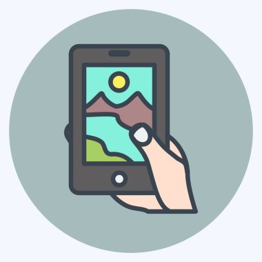 Resim çeken ikon. El Eylemleri sembolü için uygun. renk arkadaşı stili. Basit dizayn edilebilir. tasarım şablonu. Basit gösterim