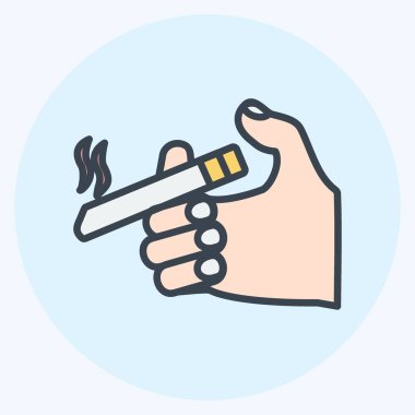 Simge Tutma Sigarası. El Eylemleri sembolü için uygun. renk arkadaşı stili. Basit dizayn edilebilir. tasarım şablonu. Basit gösterim