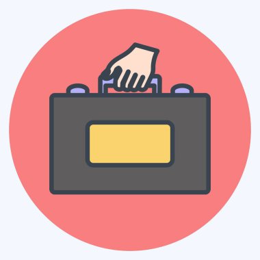 Simge Tutma Çantası. El Eylemleri sembolü için uygun. renk arkadaşı stili. Basit dizayn edilebilir. tasarım şablonu. Basit gösterim