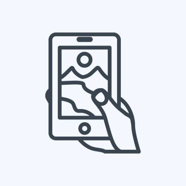 Resim çeken ikon. El Eylemleri sembolü için uygun. Sıra tarzı. Basit dizayn edilebilir. tasarım şablonu. Basit gösterim