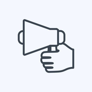 Simge Bekleme Hoparlörü. El Eylemleri sembolü için uygun. Sıra tarzı. Basit dizayn edilebilir. tasarım şablonu. Basit gösterim