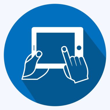 Simge Tableti Kullanılıyor. El Eylemleri sembolü için uygun. Uzun gölge tarzı. Basit dizayn edilebilir. tasarım şablonu. Basit gösterim