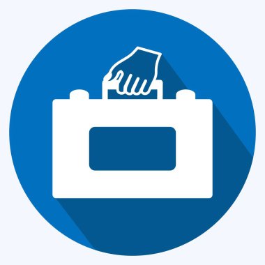 Simge Tutma Çantası. El Eylemleri sembolü için uygun. Uzun gölge tarzı. Basit dizayn edilebilir. tasarım şablonu. Basit gösterim