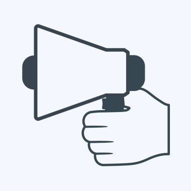 Simge Bekleme Hoparlörü. El Eylemleri sembolü için uygun. Kabartma tarzı. Basit dizayn edilebilir. tasarım şablonu. Basit gösterim