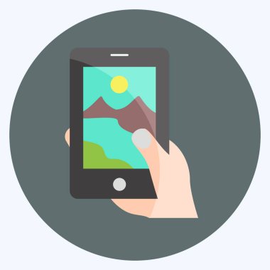 Resim çeken ikon. El Eylemleri sembolü için uygun. Düz stil. Basit dizayn edilebilir. tasarım şablonu. Basit gösterim