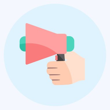 Simge Bekleme Hoparlörü. El Eylemleri sembolü için uygun. Düz stil. Basit dizayn edilebilir. tasarım şablonu. Basit gösterim