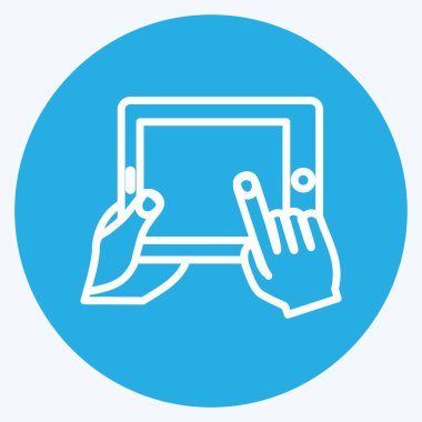 Simge Tableti Kullanılıyor. El Eylemleri sembolü için uygun. Mavi gözlü. Basit dizayn edilebilir. tasarım şablonu. Basit gösterim