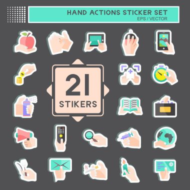 El Eylemleri Etiketi Seti. Eğitim sembolü için uygun. Basit dizayn edilebilir. tasarım şablonu. Basit gösterim