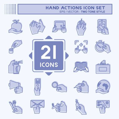 El Eylemleri Simgesi Ayarlandı. Eğitim sembolü için uygun. İki ton stili. Basit dizayn edilebilir. tasarım şablonu. Basit gösterim