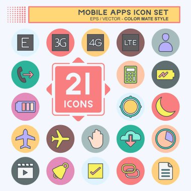 Mobil Uygulamalar Simgesi Ayarları. Web Arayüzü sembolü için uygun. renk arkadaşı stili. Basit dizayn edilebilir. tasarım şablonu. Basit gösterim