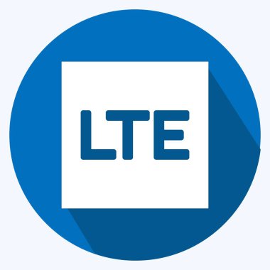 Icon LTE. Mobil Uygulamalar sembolü için uygun. Uzun gölge tarzı. Basit dizayn edilebilir. tasarım şablonu. Basit gösterim