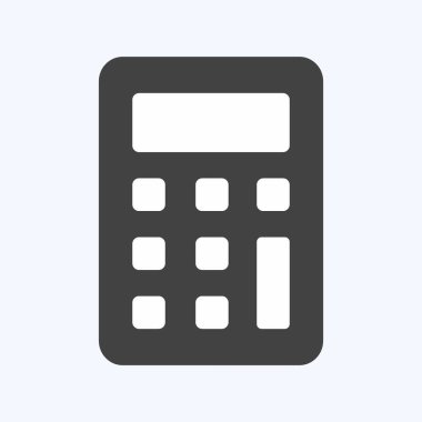 Simge Hesap Makinesi. Mobil Uygulamalar sembolü için uygun. Kabartma tarzı. Basit dizayn edilebilir. tasarım şablonu. Basit gösterim