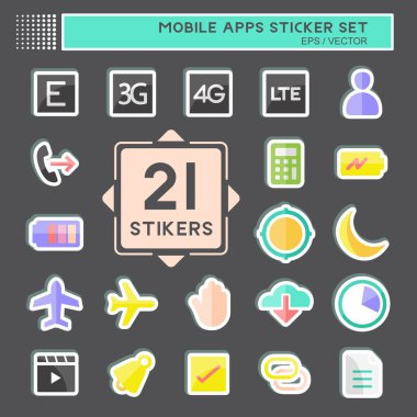 Mobil Uygulamalar Çıkartma Seti. Web Arayüzü sembolü için uygun. Basit dizayn edilebilir. tasarım şablonu. Basit gösterim