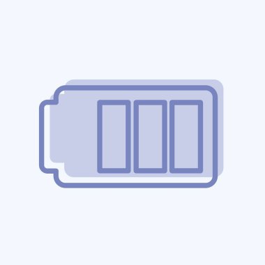 Mobil Uygulamalar sembolü için uygun Simge 1 Bataryası. İki ton stili. Basit dizayn edilebilir. tasarım şablonu. Basit gösterim