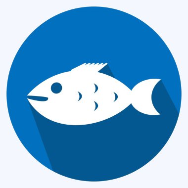 Icon Palyaço Balığı. Deniz sembolü için uygun. Uzun gölge tarzı. Basit dizayn edilebilir. tasarım şablonu. Basit gösterim